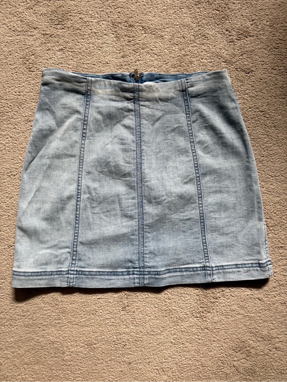 Free People Light Wash Denim Panel Mini Skirt